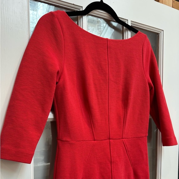 BODEN Aurelia Ottoman Holiday Dress Women’s 6P Petite Red Ribbed Lined Career - Picture 2 of 13